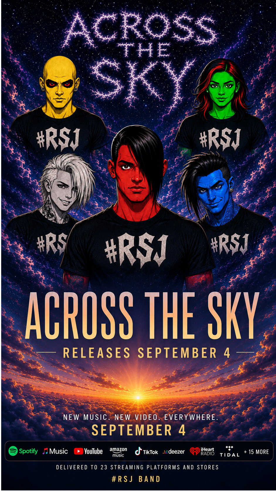 Across the Sky releases September 4 poster featuring the five members of #RSJ