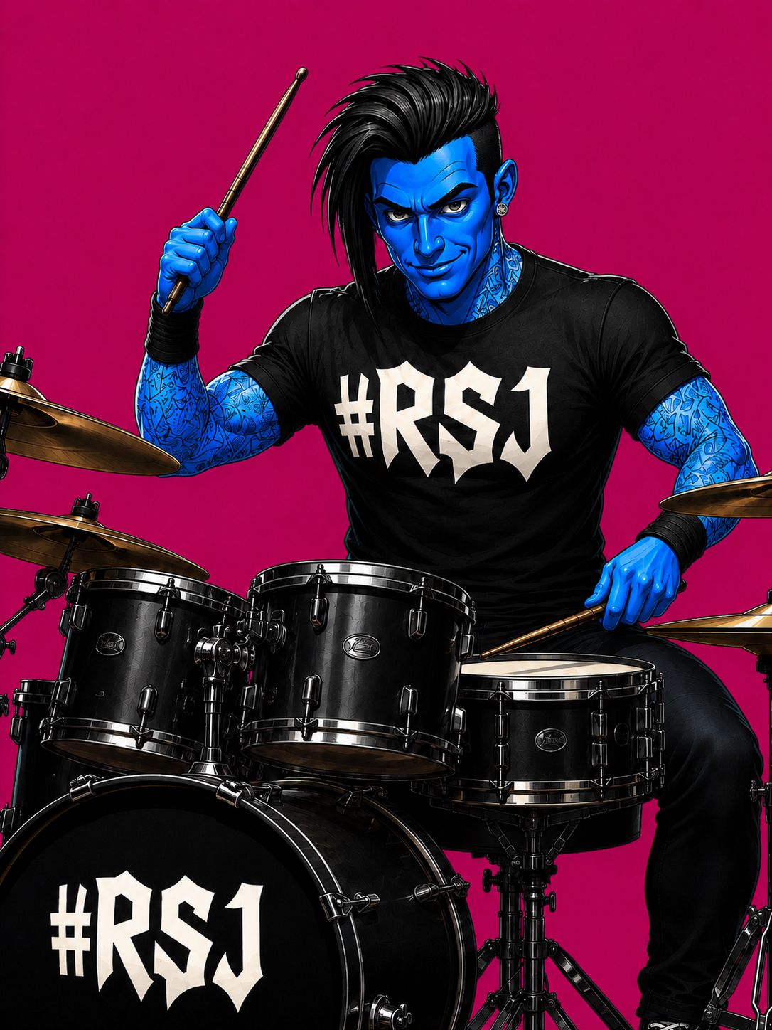 Vantrix playing drums
